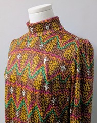 Vintage 60’s Miss Rita California MOD Gogo Mini Dress Psychedelic Mock Neck M