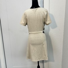 Vintage Y2K Wet Seal Fit & Flare Dress Cut Out Waist Neutral Heather Beige XL