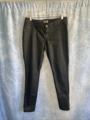 Vintage Y2K Mudd Faux Leather Skinny Pants Size 13 Coated Black Ankle Zip Moto