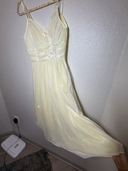 Vtg Sheer Chiffon Ruffles Lingerie Dress Nightgown Peignoir Robe Set S/M