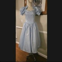 1980s Baby Blue Princess Cut Dress