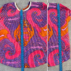 Pleated Caftan Top Colorful Psychedelic Hippie Mod Tiki Aloha 60s 70s Vintage