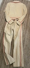 VTG Gianni Versace 2000 Leather Pant Suit 42 Nappa Lambskin Lion Zip Tan Orange