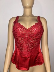 Vanity Fair Vintage Lingerie Top Red Lacey Size 36/42 Made In The USA
