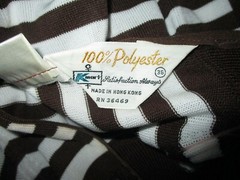 vtg WOMENS POLYESTER K-MART SHIRT Top Blouse 1960s 1970s Stripe Zip Neck Size 36