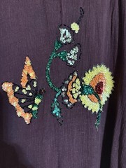 Vtg 70s Indian Cotton Gauze Maxi Dress S Sequin Butterfly Boho Made India⁠