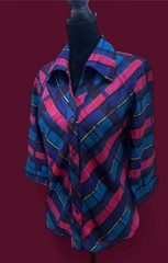 70s Multi-coloured Plaid Blouse Blouse Vintage