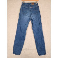 VTG Lee Pinstripe Herringbone Jeans Womens 10 Blue High Rise Tapered USA Made