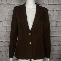 Vintage Panther Blazer Womens Size 9 10 Brown Deep V Dacron Polyester