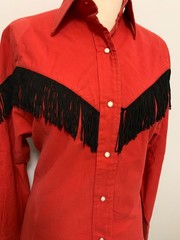 Vintage Kenny Rogers Western Collection Fringe Red Woman’s Shirt Sz 12