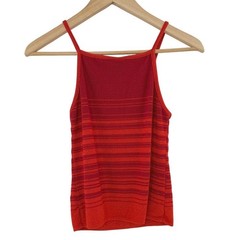 Ellemenno Vintage Red Orange Striped Knit Camisole Tank Top XL Made in USA