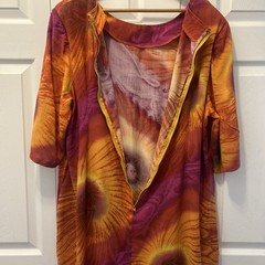 1980’s Homemade Psychedelic Sunburst Caftan Hippie Tye-dye Maxi Dress S-22-24W