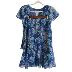 VINTAGE Bias Cut Ethereal Sheer Floral Skirt Set Women’s 10 Periwinkle Fairy