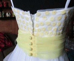 Vintage Alyce Design White Organza Yellow Chiffon Sequins Spaghetti Straps SZ 6