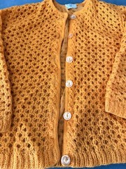 Vintage Sidney Gould Sweater Jacket Cardigan Orange Chunky Knit 1950s