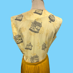 Vintage 1950s ” Collectors Item” Two Tone Yellow Summer Cotton Dress Sz 13-14