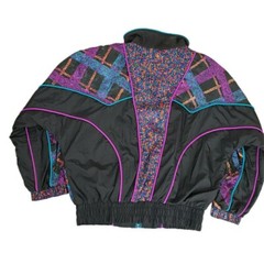 Vintage East West Track Jacket Medium Windbreaker Black Purple Teal Orange 90s