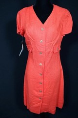 Vintage Deadstock 1960’S Never Worn Orange Rayon Silk Dress With Tags Size 4-6