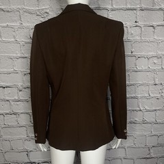 Vintage Panther Blazer Womens Size 9 10 Brown Deep V Dacron Polyester