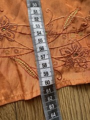 Vintage BiBA Women’s Terracotta Cotton Embroidered Blouse Long Sleeve Size XL