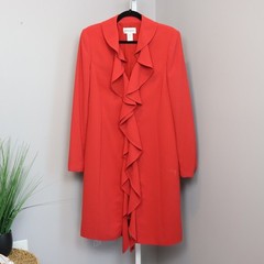 Copied – Vintage Bloomingdale’s Red Ruffle front light coat Size 10