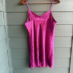 Apt 9 Intimates XL Magenta Satin Floral Chemise Slip Dress Coquette Lingerie