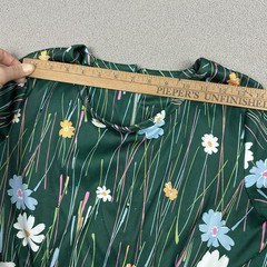 Vtg 70’s Women’s Shift Dress Green Retro Floral Print Polyester 32” W 40” L