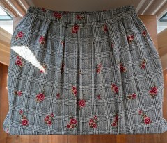 *Vintage* Jantzen Size 14 Midi Length Skirt Herringbone pattern w/ Roses