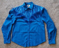 Vintage Western Collection Blue w/Fringe Sequines Long Sleeve Meduim