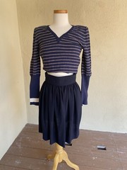 Vintage 1990s Perry Ellis Gathered Semi-Sheer Navy Skirt