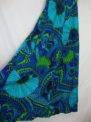 Vintage Paradise Hawaii Women’s Hawaiian Dress S/M Blue Green Purple Mod Paisley