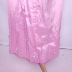 Lolly Pink 60s Evening Dress Ladies M Sequin Prom Cocktail Barbie Beaded Mod Vtg