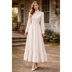 Vintage 70s Prairie Maxi Dress Cottagecore Victorian Edwardian Retro Wedding