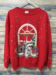 Vintage Holiday Time Scottie Westie Dog Christmas Holiday Sweatshirt Women’s XL