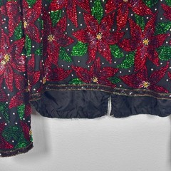 Vintage Laurence Kazar XL Red Sequin Poinsettia Silk Beaded Christmas Jacket