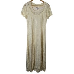 Fredericks of Hollywood Lace Maxi Dress Corset Back Cream White Size 11 12