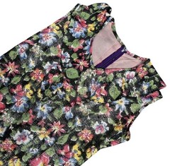True Vintage 60s 70s Lurex Mini Dress S Black Floral Metallic Mod Party Shift