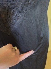 Vintage Vanity Fair Black Satin Lace Slip Dress Nightgown Size 36 / 24″ 42
