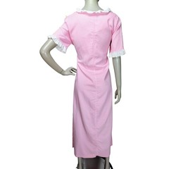 Vintage 50s Carol Brent Pink Candy Stripe Lace Belted Nightgown Robe House Dress