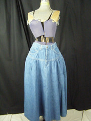 CANDIES Vtg 90s Blue Denim Western Cut Skirt-Waist 26.5″