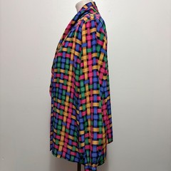 Lady Eva Laurel Blouse Womens 18W Multicolor Vintage 80s Basket Weave Wrap Top