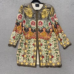 Diane Freis 100% Silk Beaded Jacket Womens M Floral Colorful Vintage Art To Wear