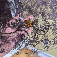 Cache Brown Silk Beaded Lace Handkerchief Hem Dress Women’s M Fits S Vintage