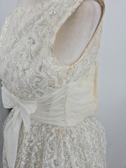 1950s Cupcake Puffy Mini Wedding Dress, Prom , Silver, *broken Metal Zipper XS