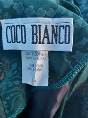Vintage Coco Bianco Dress size 14 green/gold long sleeve NWT
