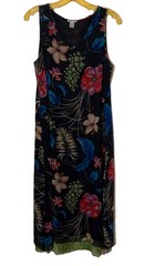 VTG Silks By I.S.C. Dress With Sheer Jacket Tropical Floral W/ Reptile Print Hem