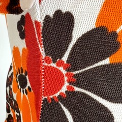 1970s Floral Mod Mini Dress Button Front Aline Space Age Gogo Twiggy Shift EU 38