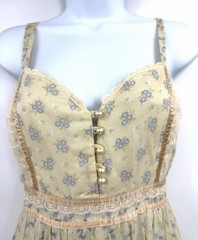 Vintage 70s Gunne Sax Cornflower Calico Floral Print Prairie Gown Size 9-FLAW