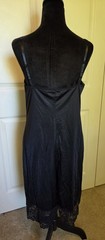 Vintage Vanity Fair Black Satin Lace Slip Dress Nightgown Size 36 / 24″ 42