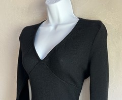 Vintage 70s 80s St. John Dress S Black Santana Knit Quiet Luxury Designer